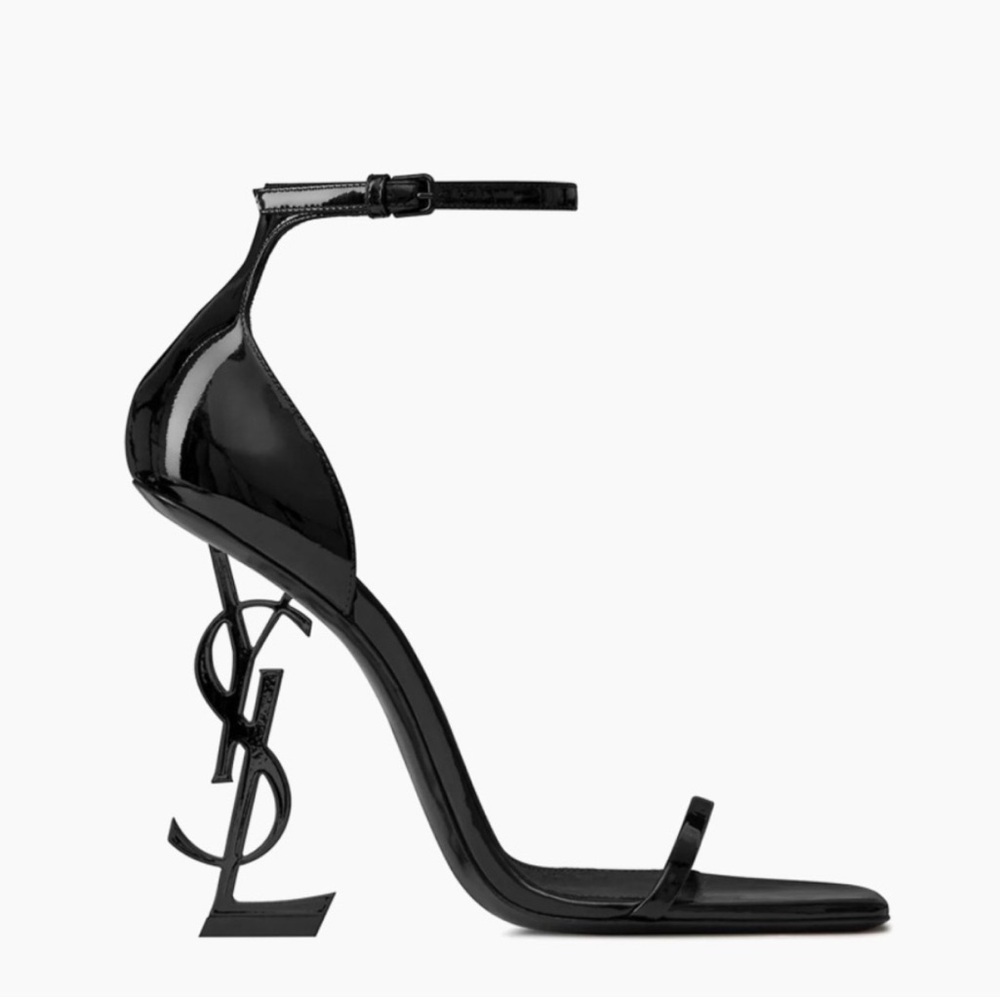 YSL Saint Laurent Black Opyum Logo Heels